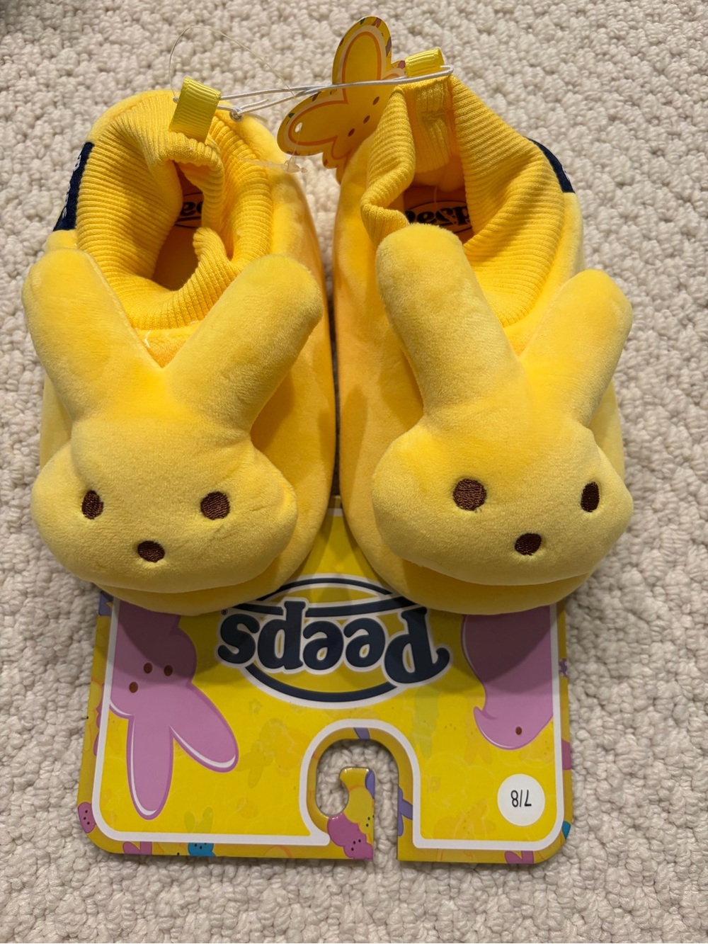 Toddler Yellow Peep Bunny Slippers - Size 7/8